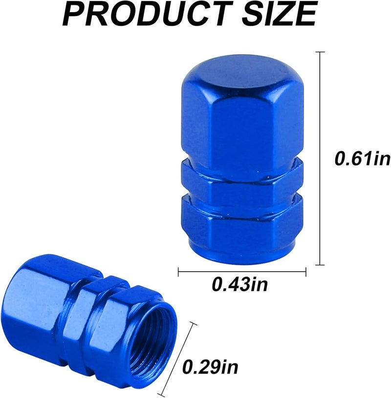 alpmosn Aluminum Tire Stem Valve Caps Wheel Valve Covers Car Dustproof Tire Cap Cover Accessories, Universal for SUV, Car, Bike and Motorcycle, Hexagon Shape (4PCS Blue) - Image 2